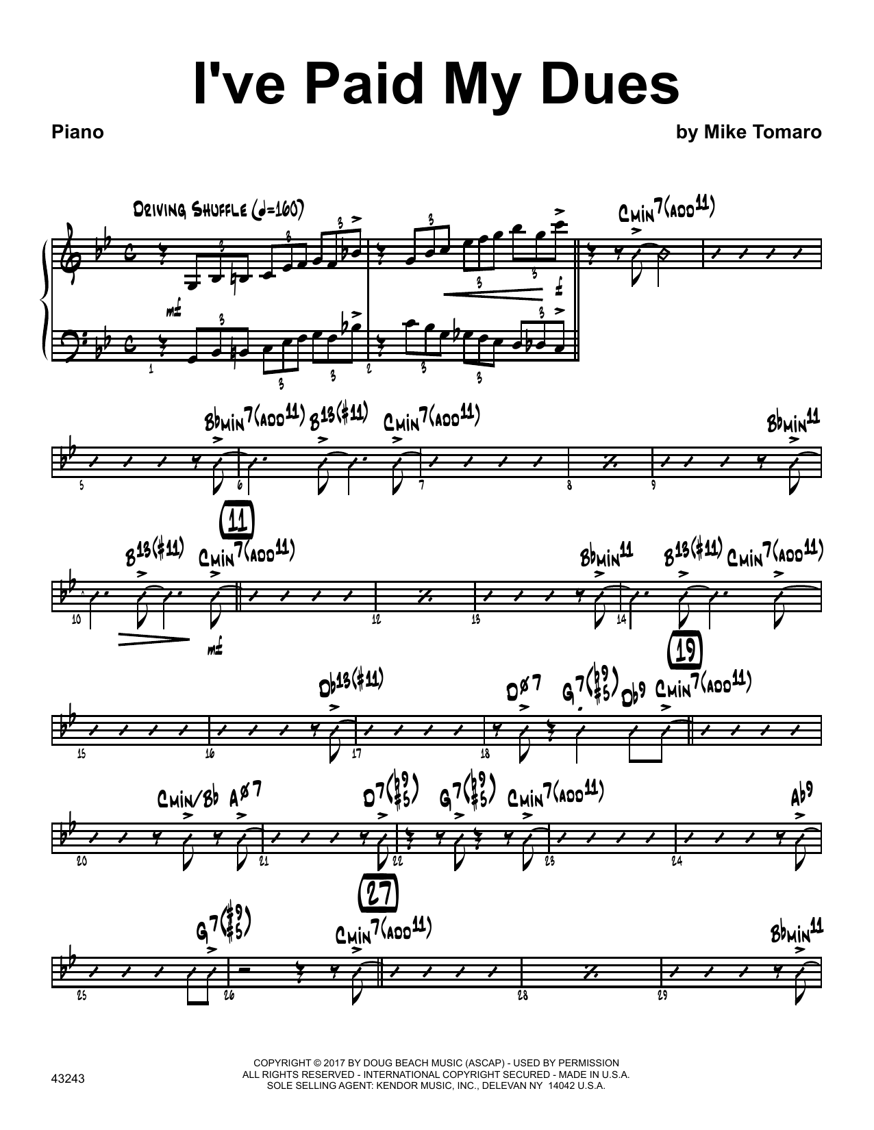 Download Mike Tomaro I've Paid My Dues - Piano Sheet Music