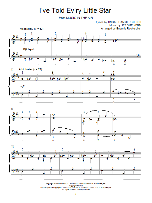 Jerome Kern I've Told Ev'ry Little Star sheet music notes printable PDF score