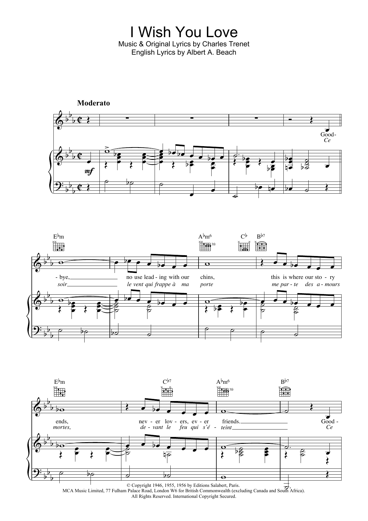 Paul Young I Wish You Love sheet music notes printable PDF score