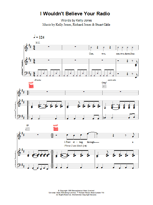 Stereophonics I Wouldn't Believe Your Radio sheet music notes printable PDF score