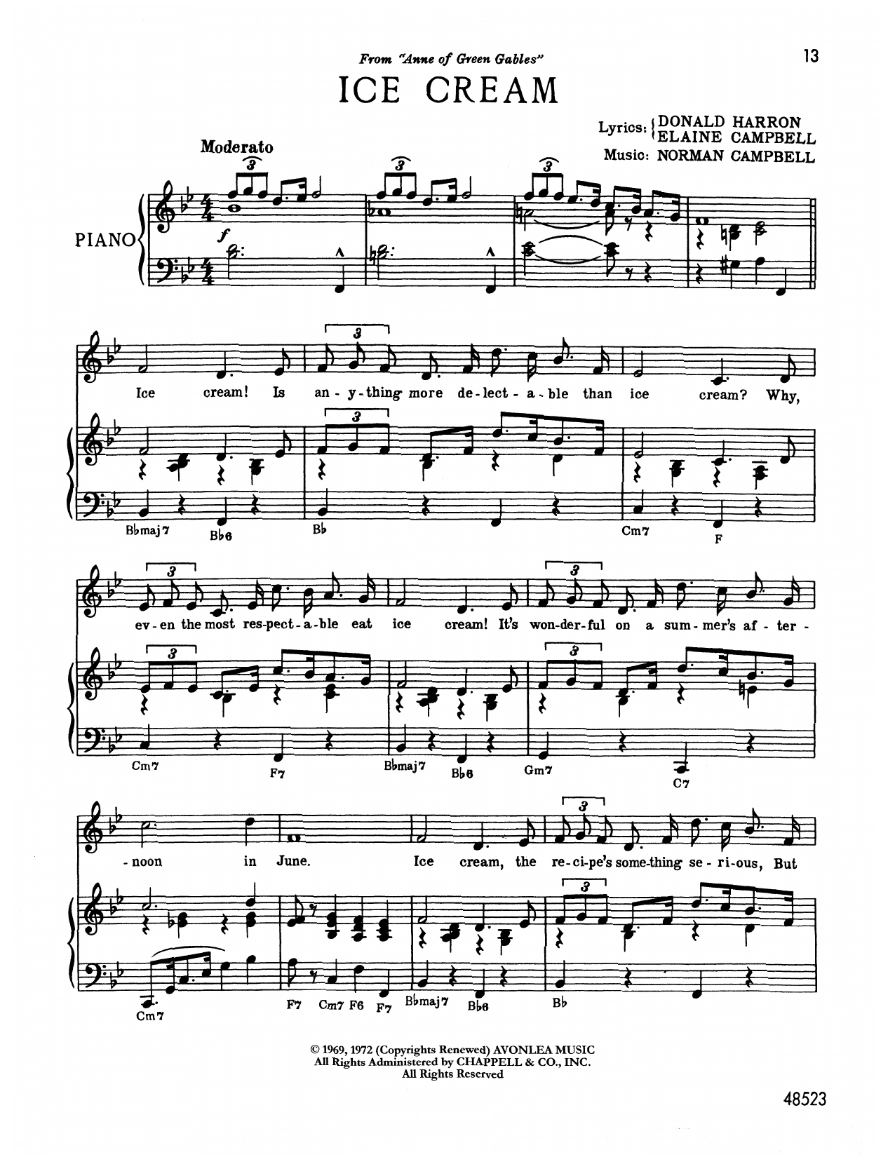 Download Norman Campbell Ice Cream (from Anne Of Green Gables) Sheet Music