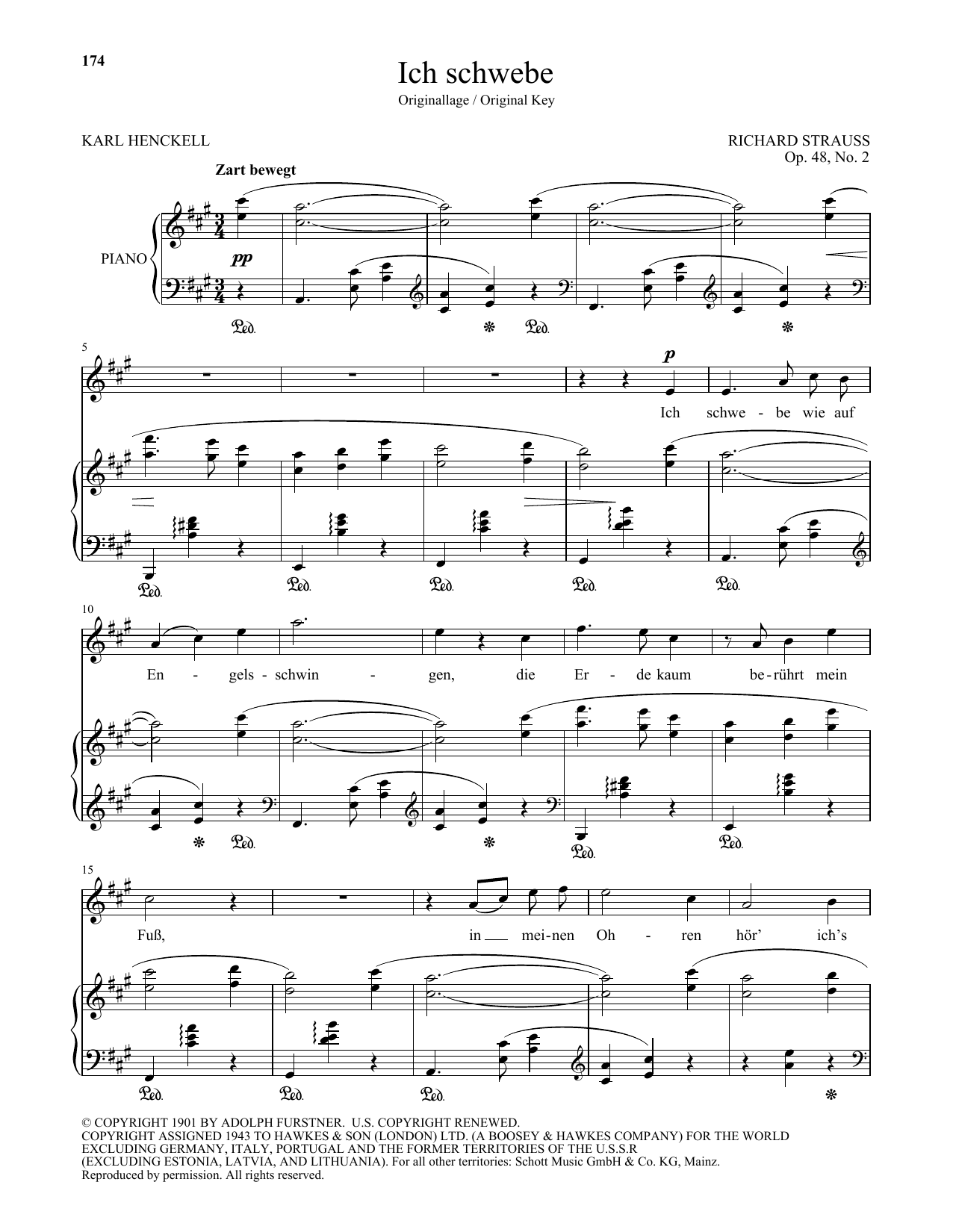 Download Richard Strauss Ich Schwebe (High Voice) Sheet Music