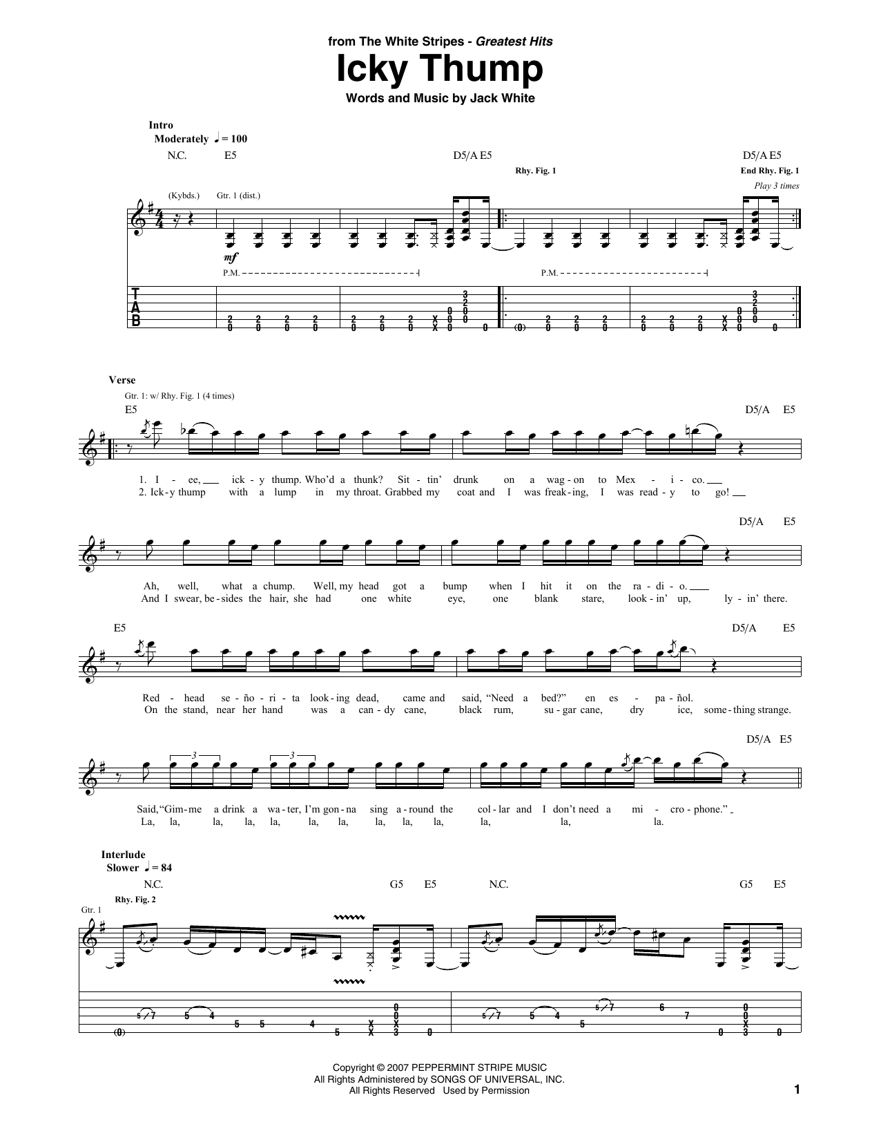 Download The White Stripes Icky Thump Sheet Music