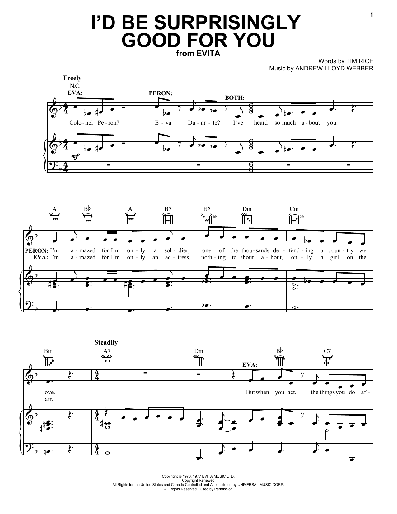 Download Andrew Lloyd Webber I'd Be Surprisingly Good For You Sheet Music