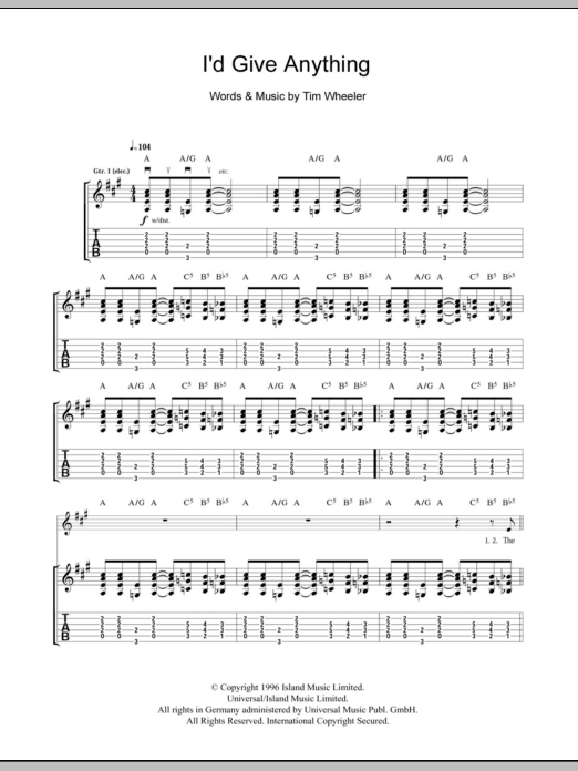 Download Ash I'd Give You Anything Sheet Music
