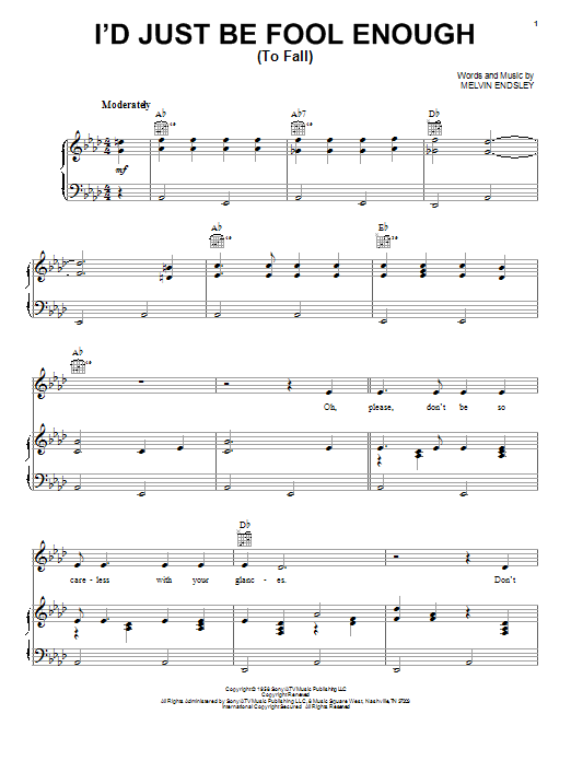 Download Johnny Cash I'd Just Be Fool Enough (To Fall) Sheet Music