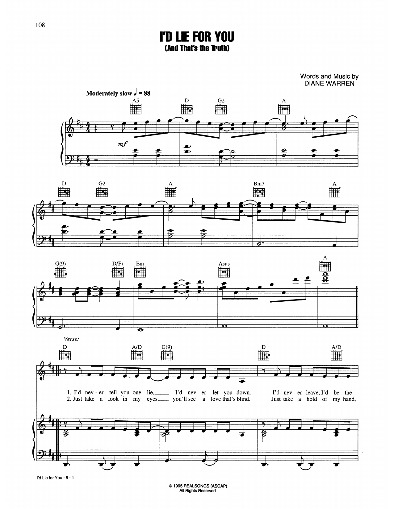 Download Meat Loaf I'd Lie For You (And That's The Truth) Sheet Music