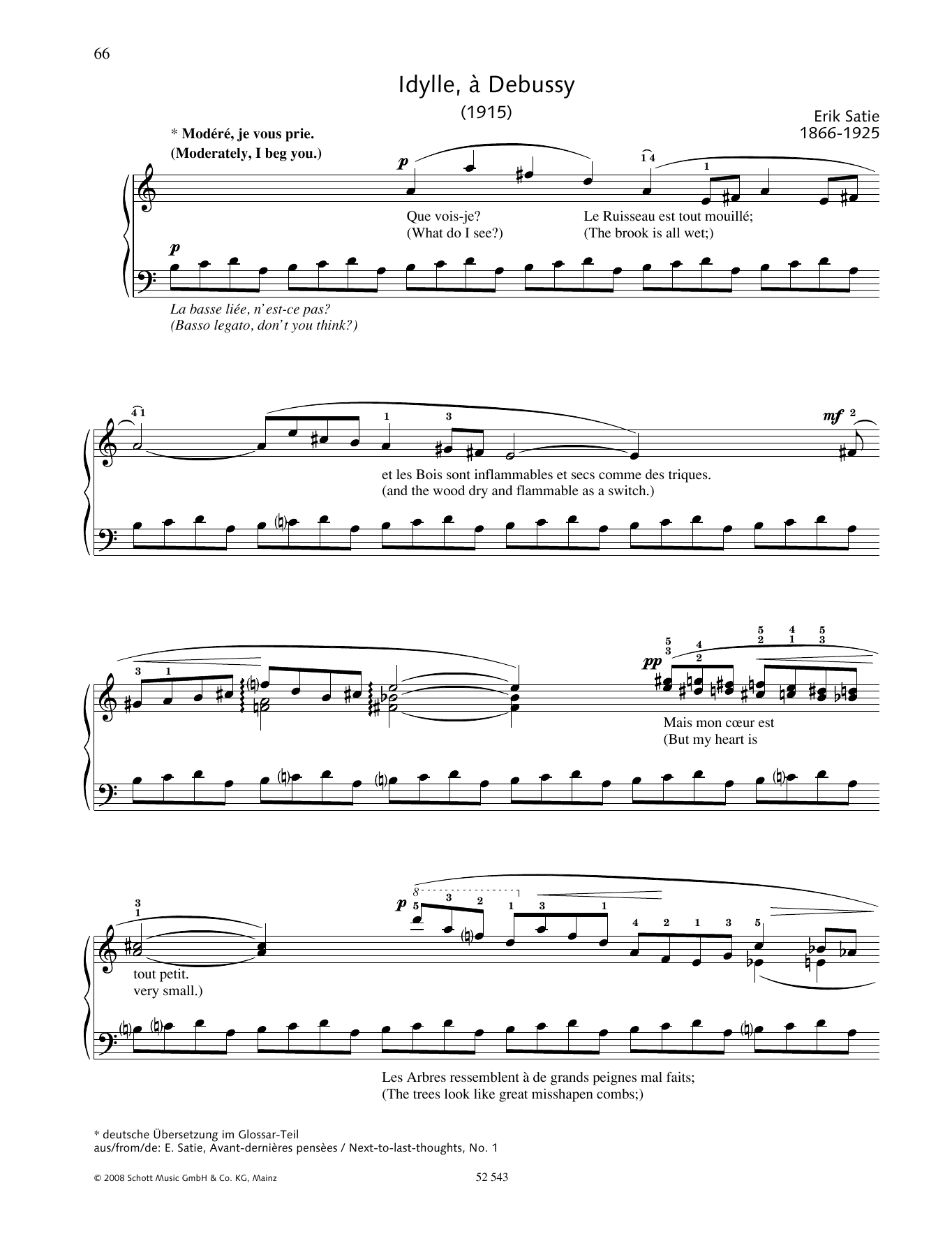 Download Erik Satie Idylle, à Debussy Sheet Music