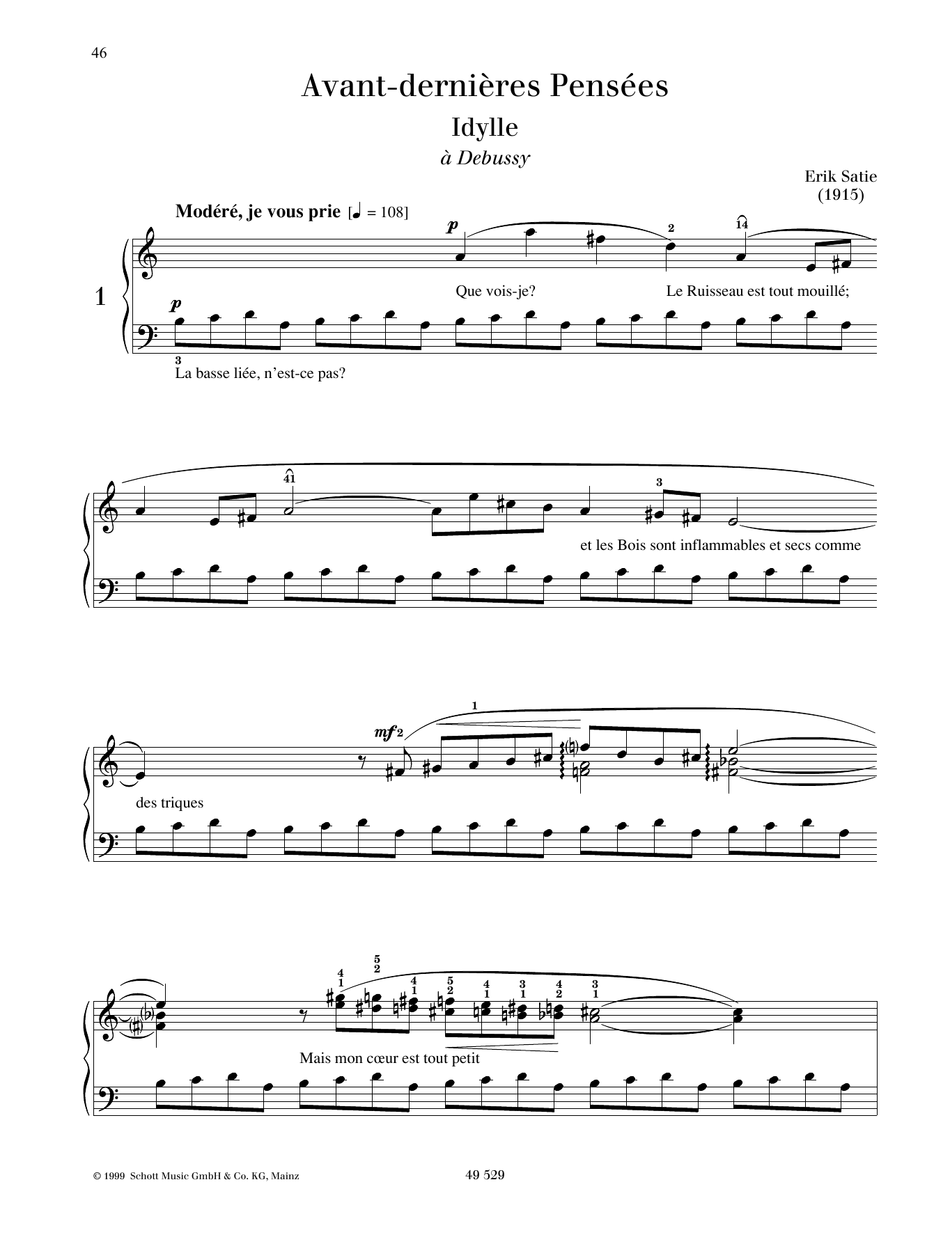 Download Erik Satie Idylle Sheet Music