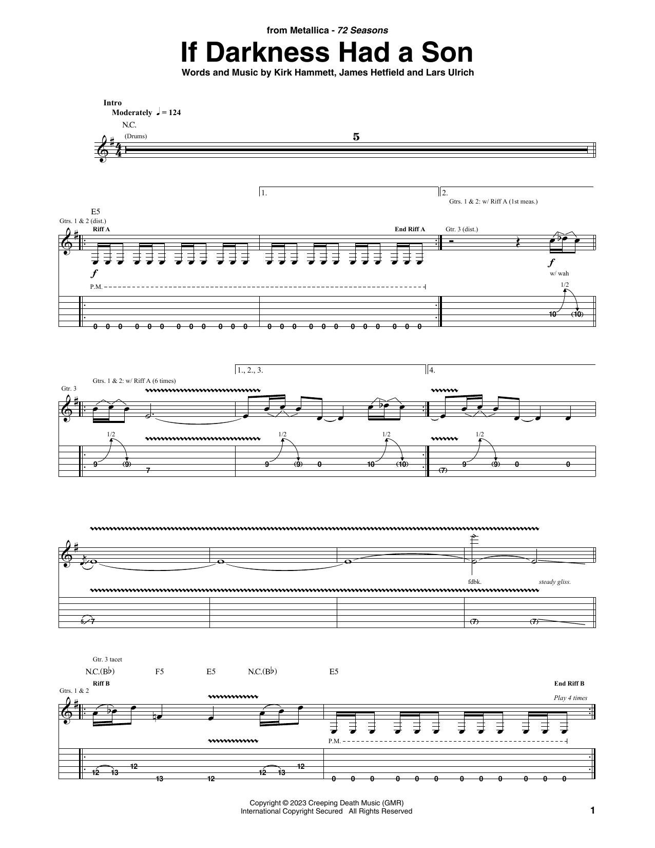 Download Metallica If Darkness Had A Son Sheet Music