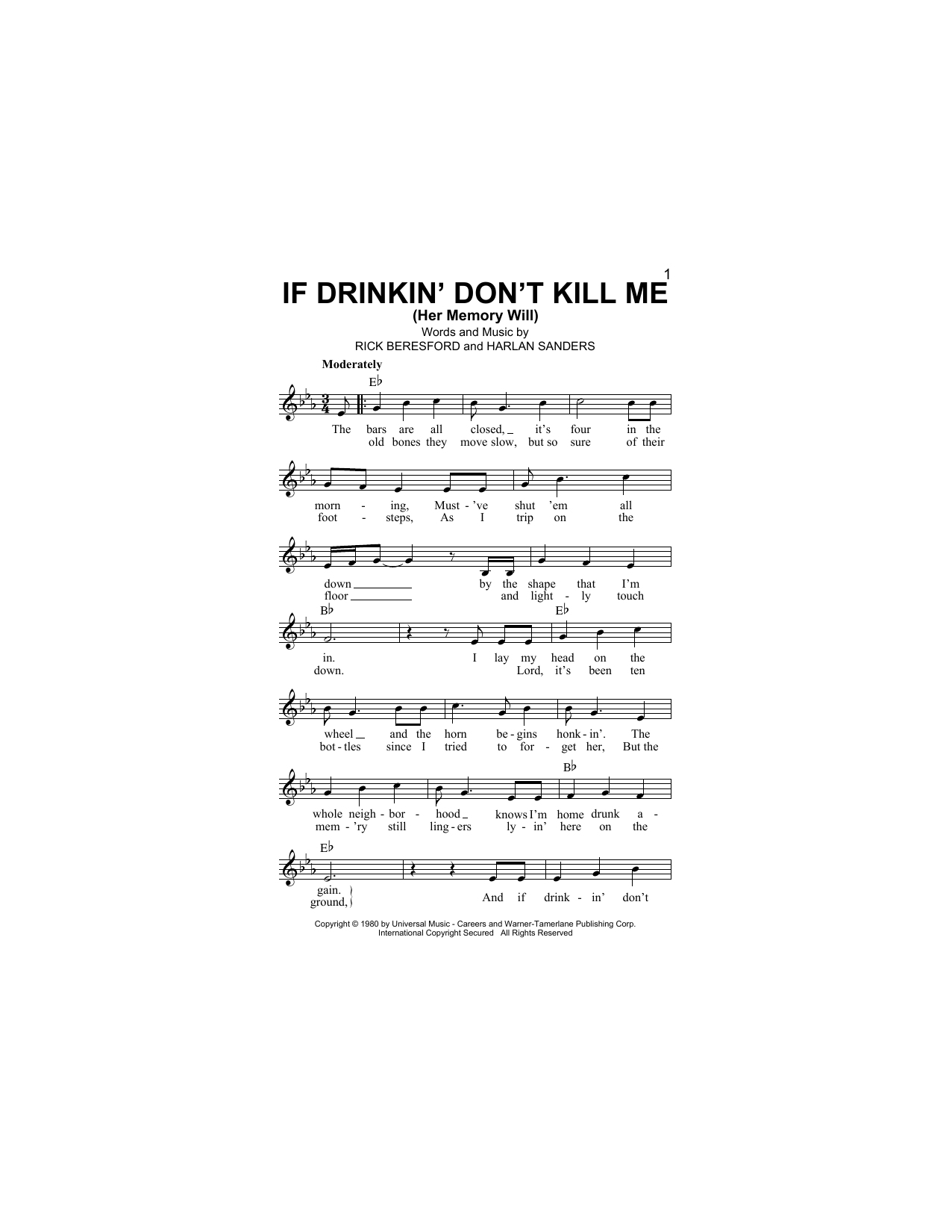 Download George Jones If Drinkin' Don't Kill Me (Her Memory W Sheet Music