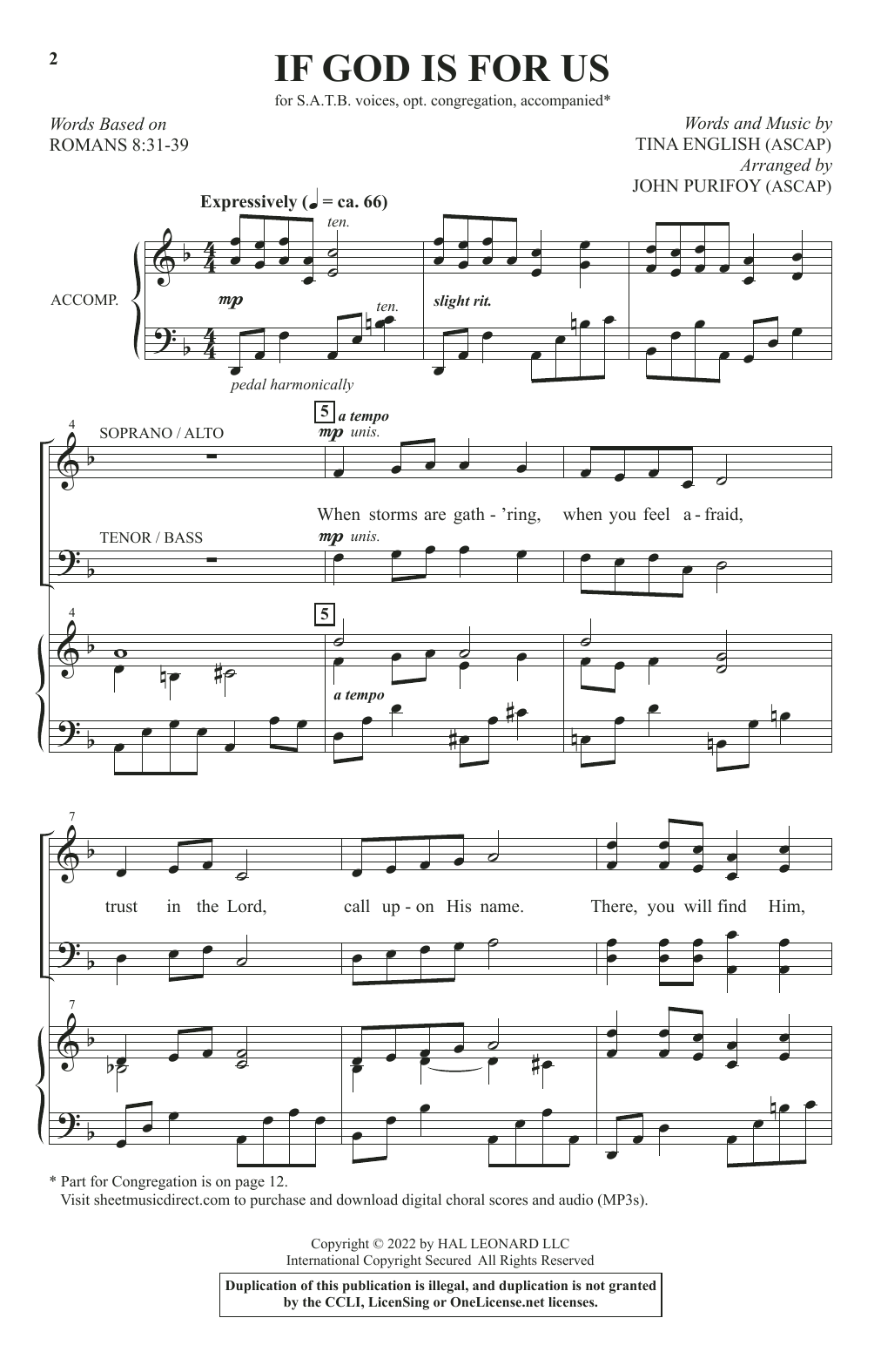 Download Tina English If God Is For Us (arr. John Purifoy) Sheet Music