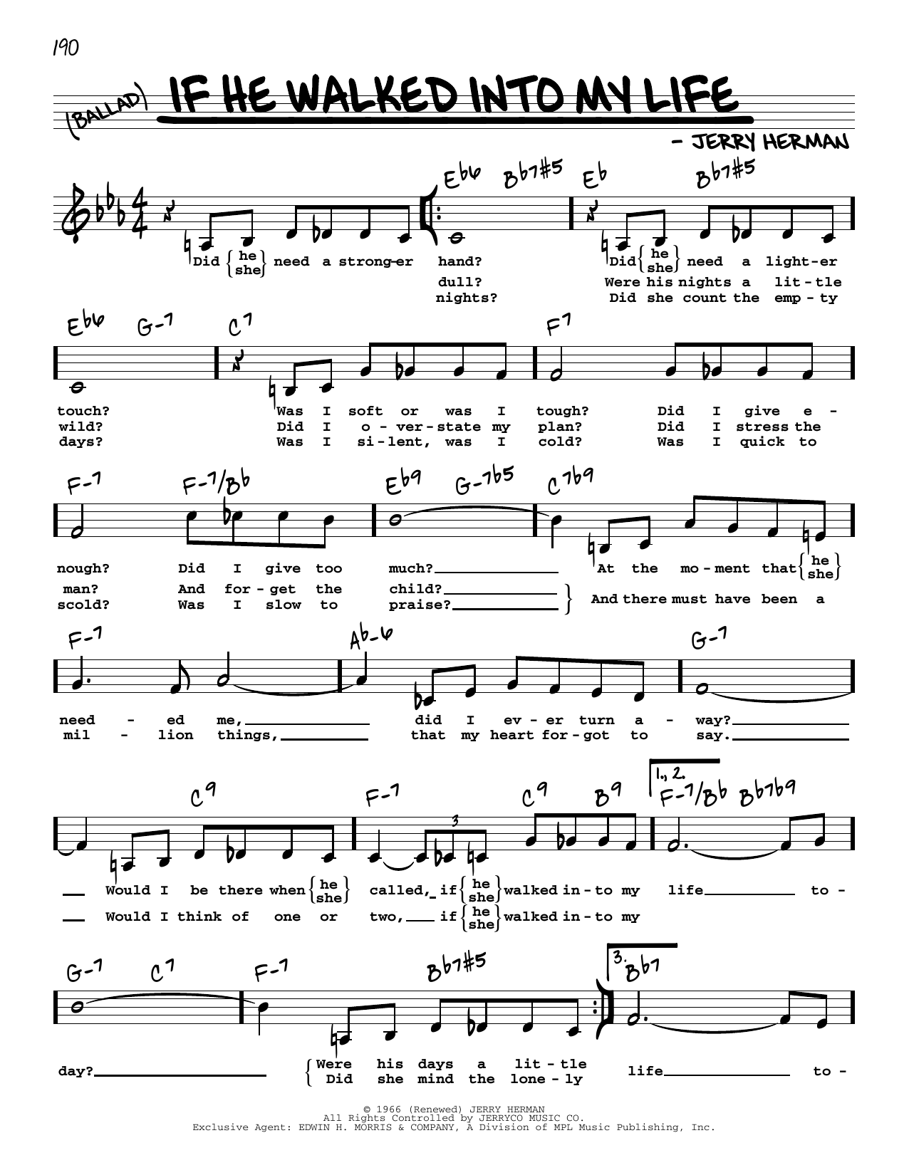 Download Jerry Herman If He Walked Into My Life (Low Voice) Sheet Music