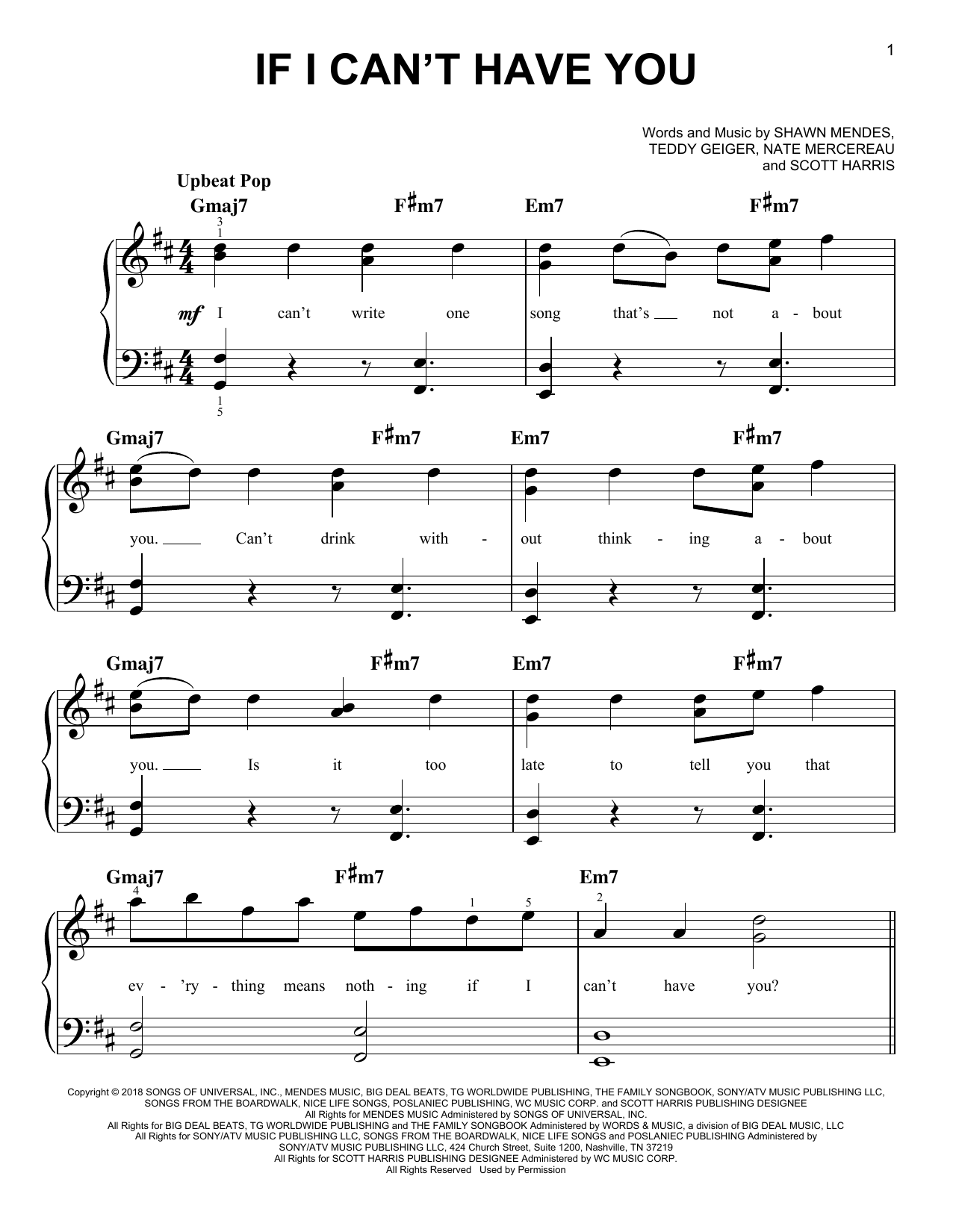 Download Shawn Mendes If I Can't Have You Sheet Music