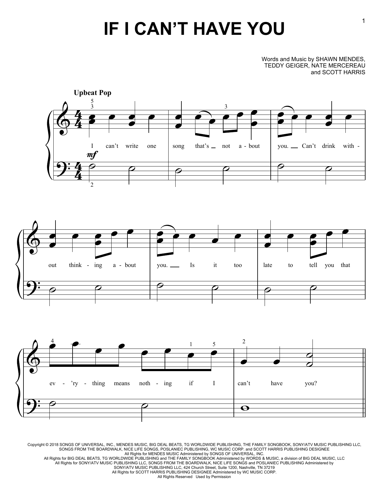 Download Shawn Mendes If I Can't Have You Sheet Music