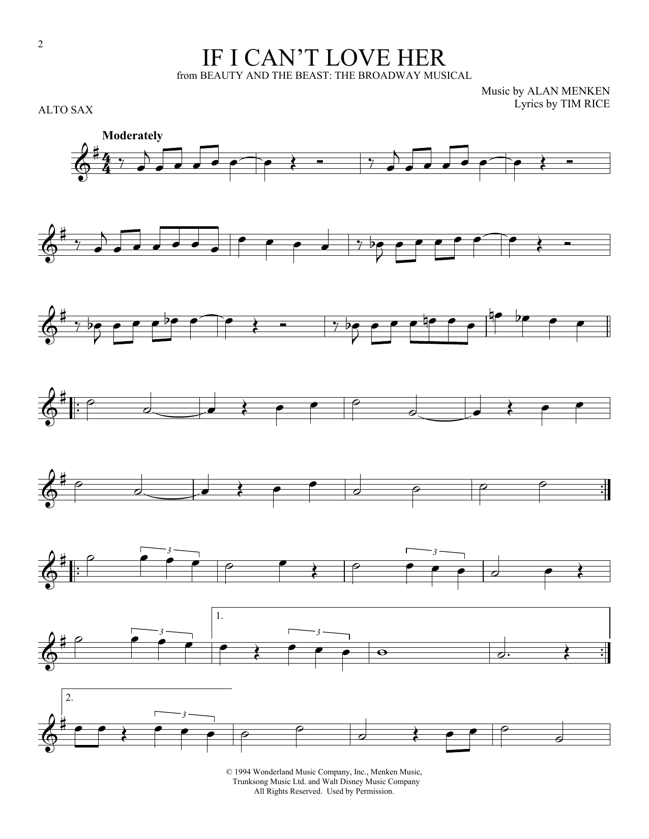 Download Tim Rice If I Can't Love Her Sheet Music