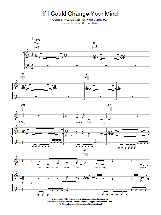 Download Haim If I Could Change Your Mind Sheet Music