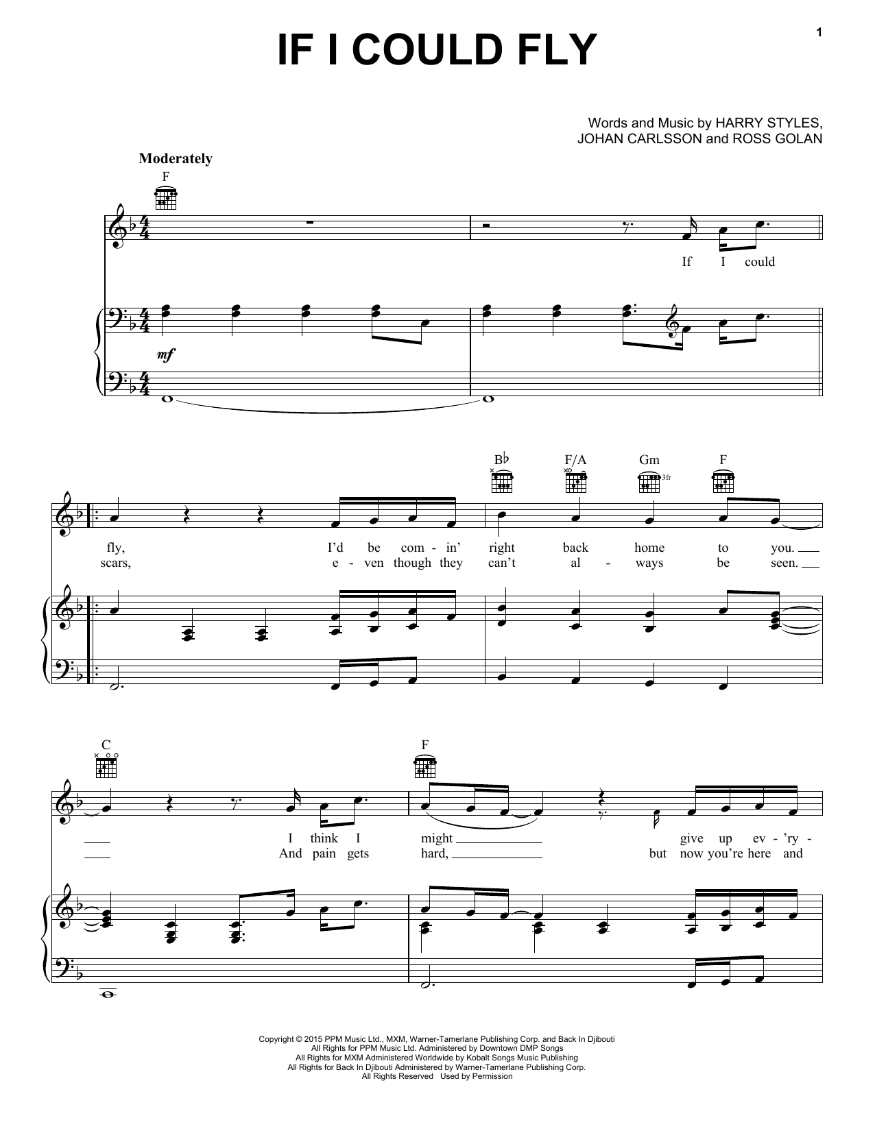 Download One Direction If I Could Fly Sheet Music