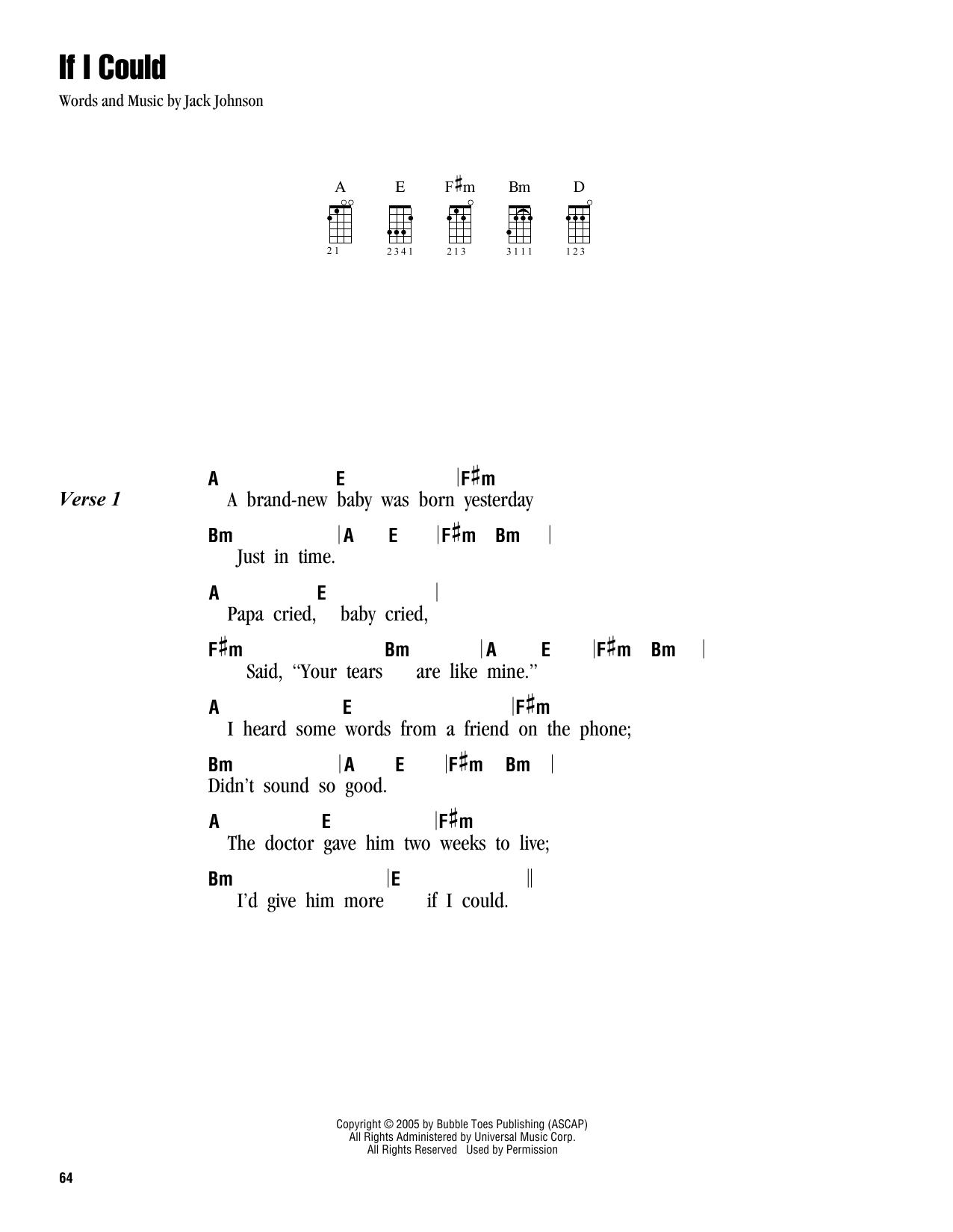 Download Jack Johnson If I Could Sheet Music