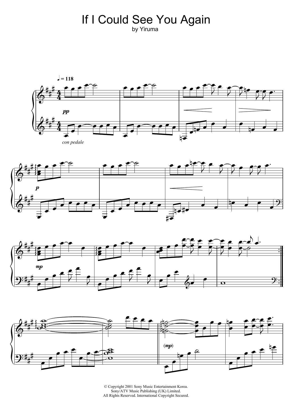 Download Yiruma If I Could See You Again Sheet Music