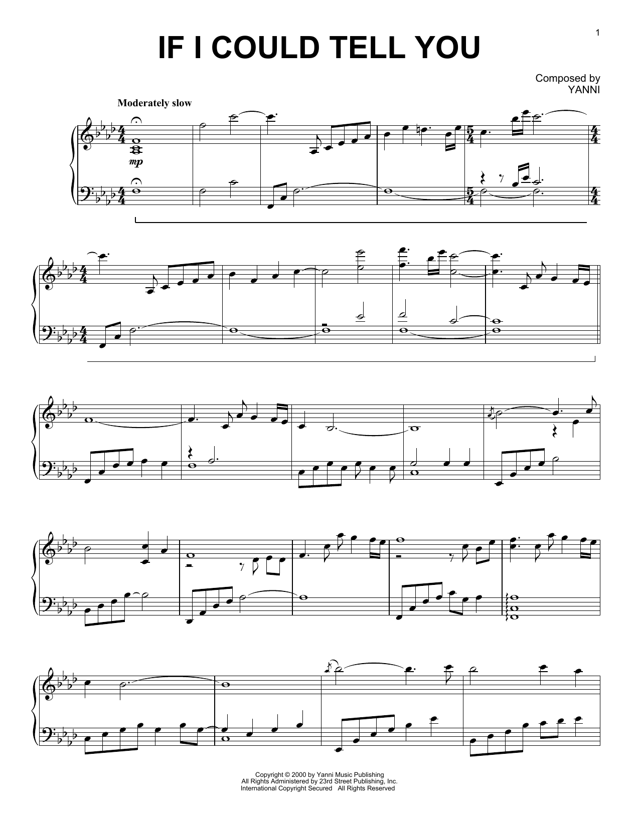 Download Yanni If I Could Tell You Sheet Music