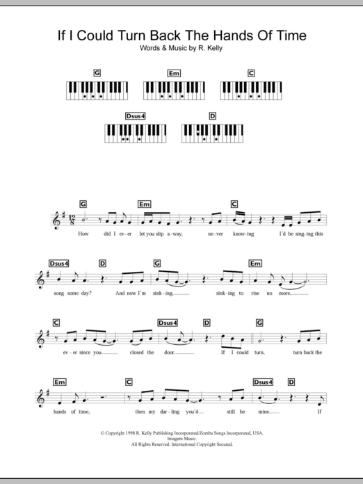 Download R. Kelly If I Could Turn Back The Hands Of Time Sheet Music