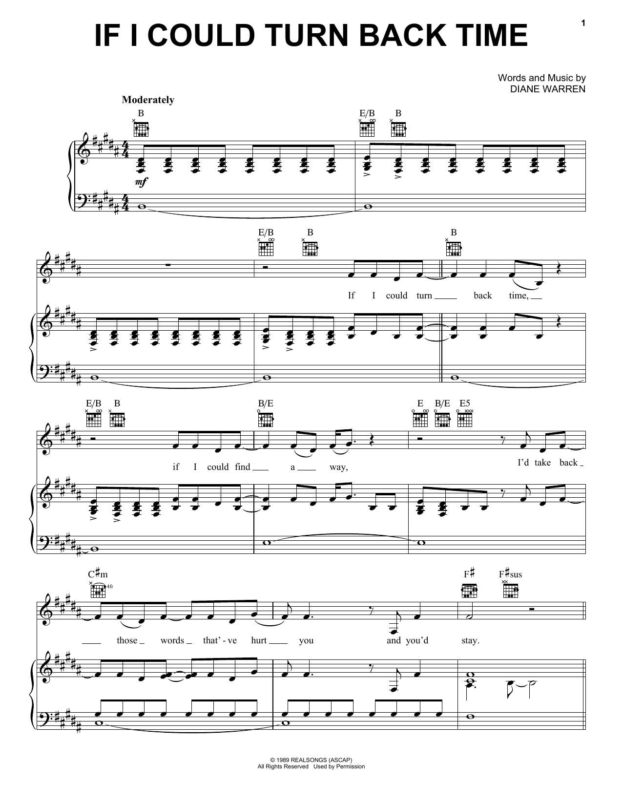 Download Cher If I Could Turn Back Time Sheet Music