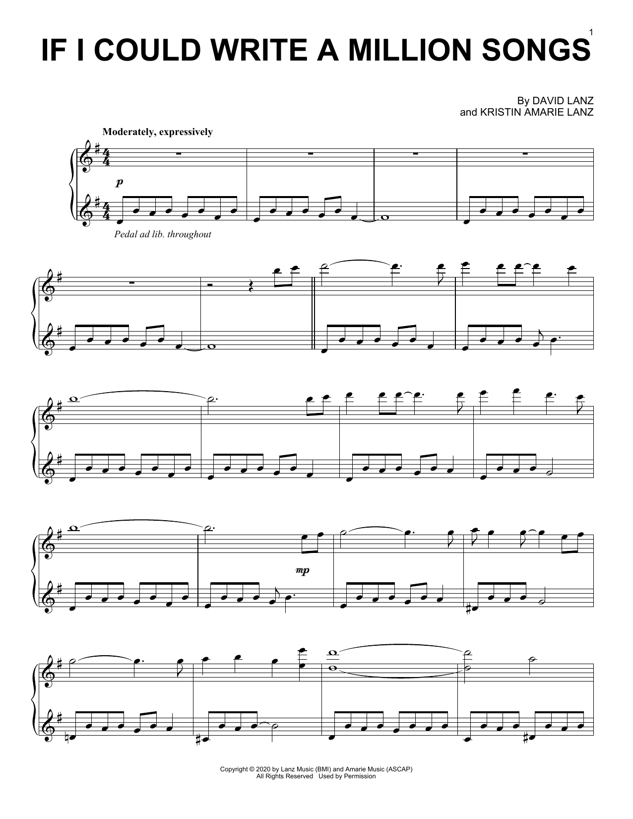 Download David Lanz If I Could Write A Million Songs Sheet Music