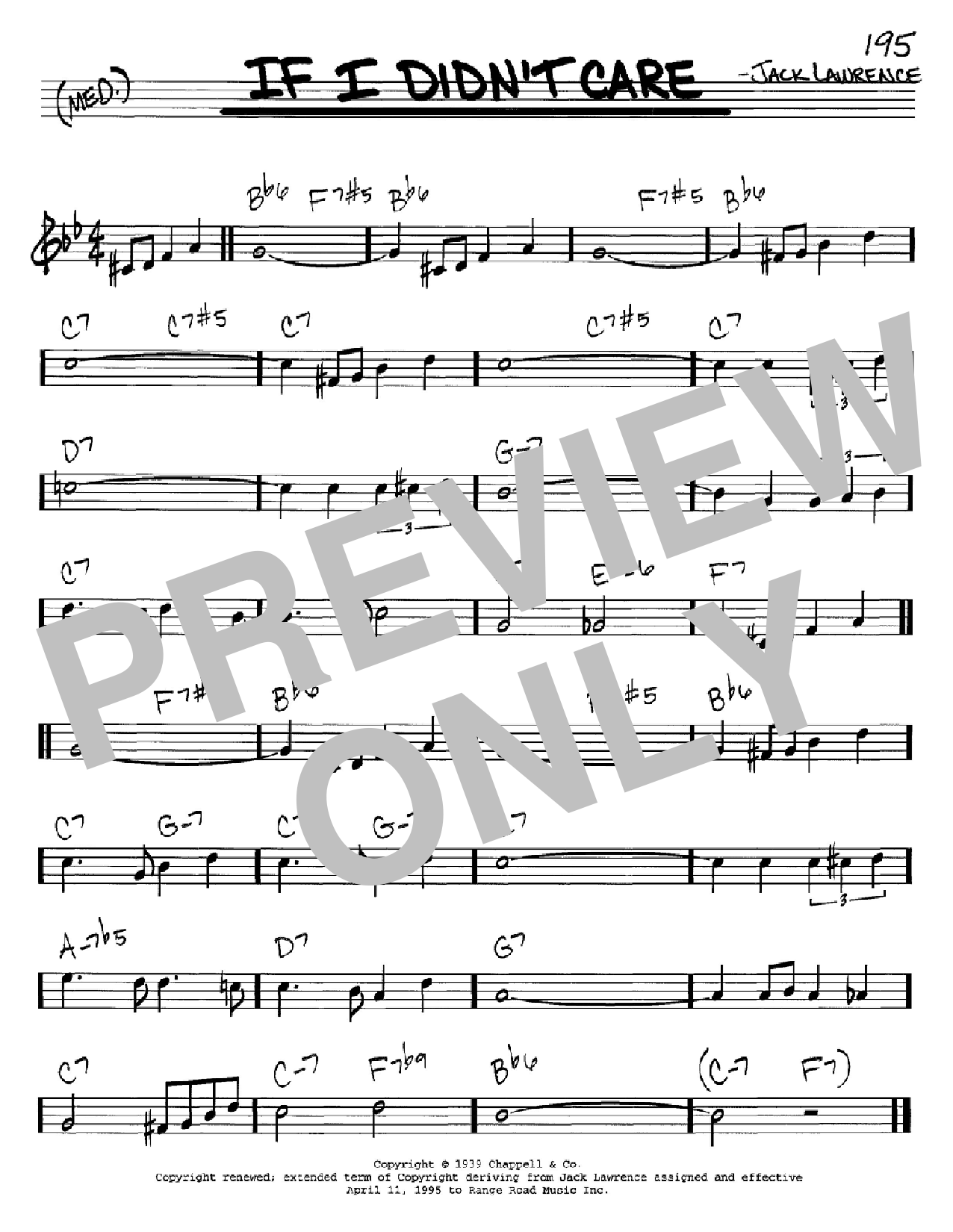 Download Jack Lawrence If I Didn't Care Sheet Music
