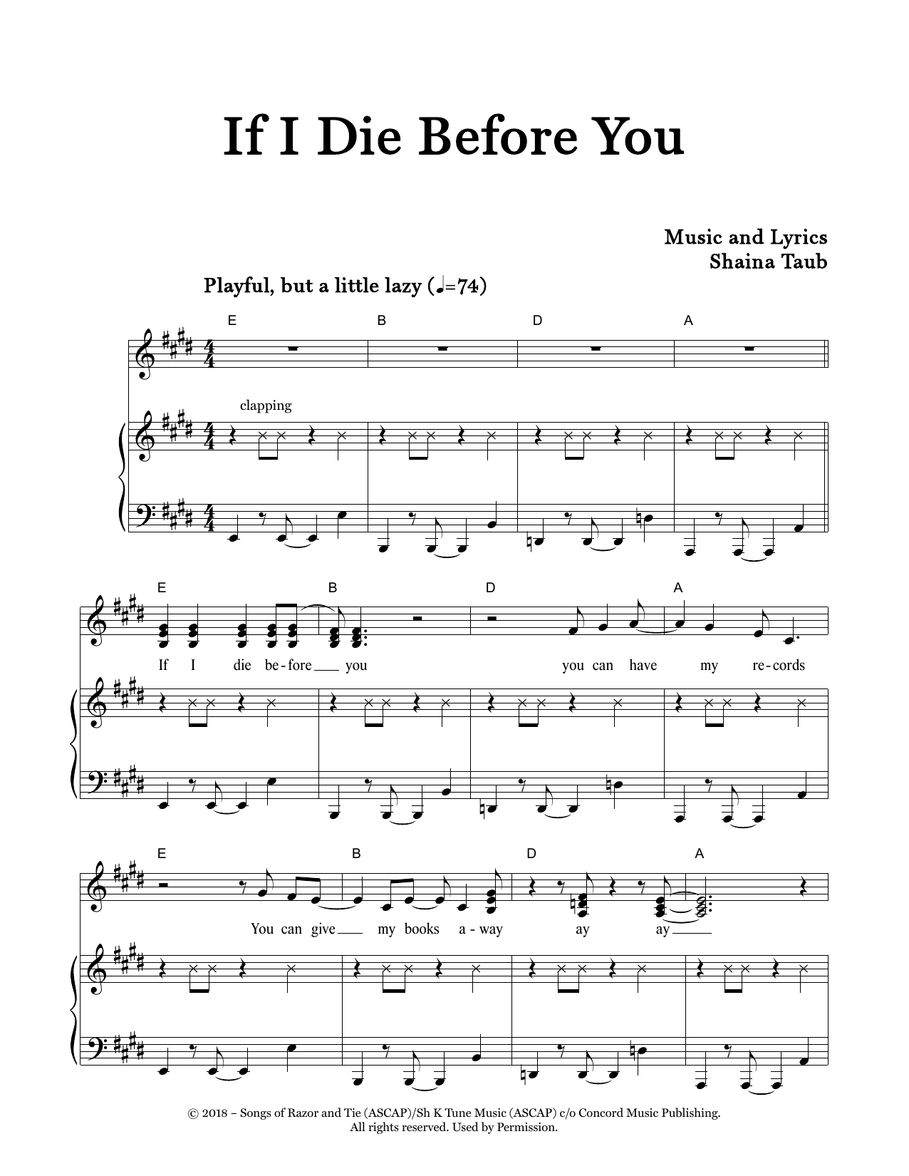Download Shaina Taub If I Die Before You Sheet Music