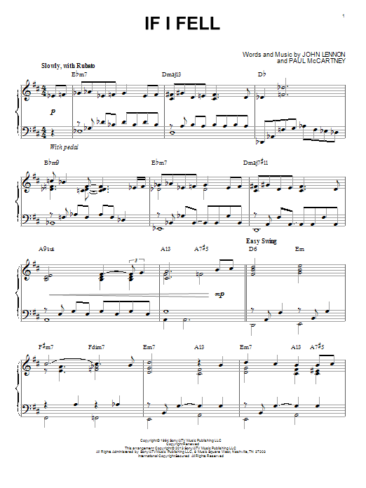 Download The Beatles If I Fell [Jazz version] (arr. Brent Ed Sheet Music
