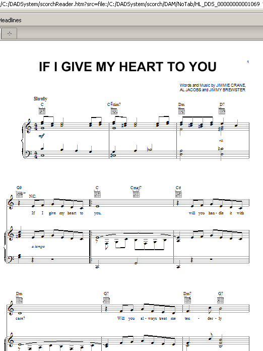 Download Doris Day If I Give My Heart To You Sheet Music