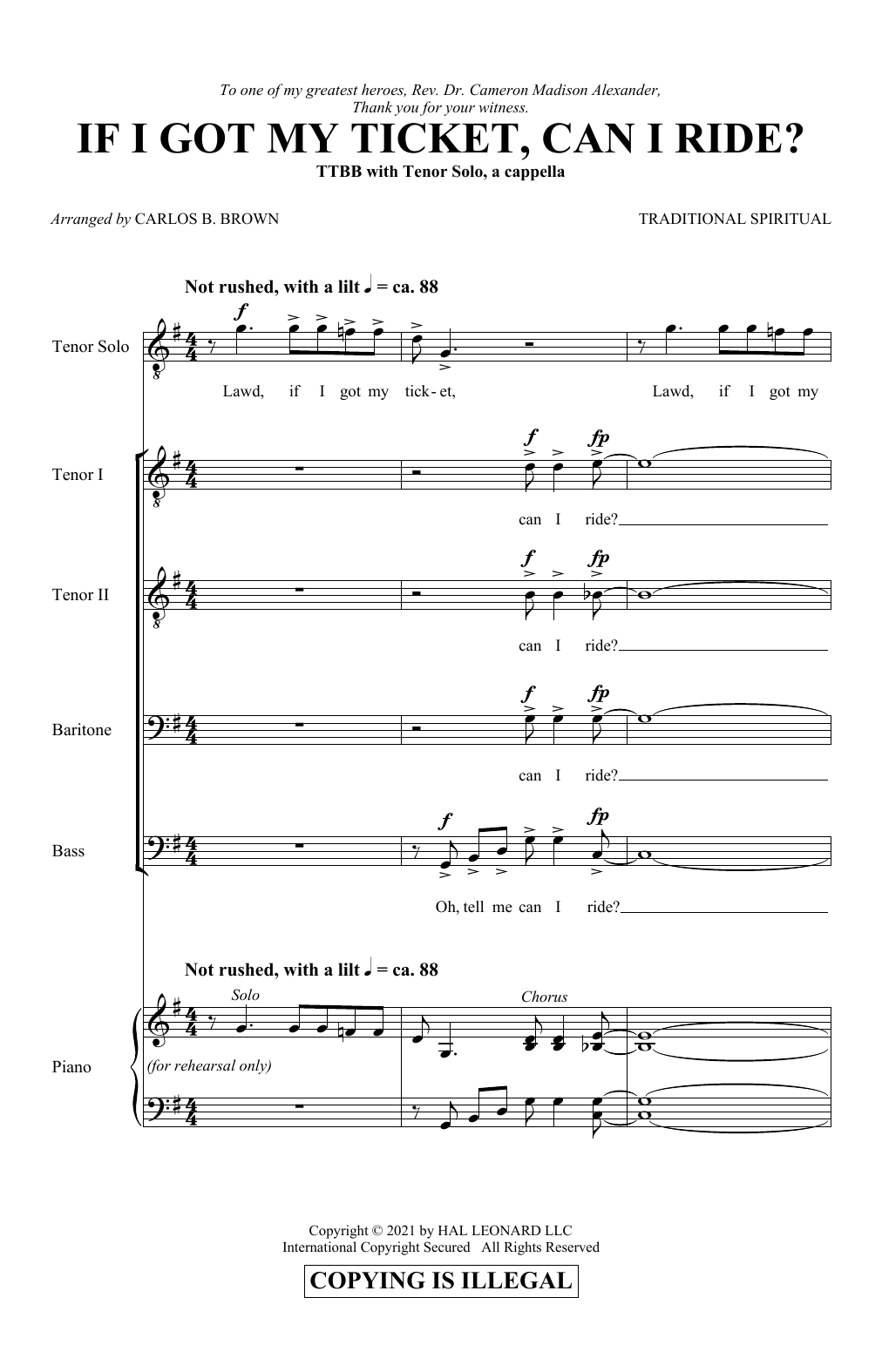 Download Traditional Spiritual If I Got My Ticket, Can I Ride? (arr. C Sheet Music