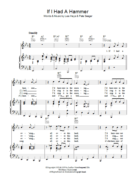 Download Pete Seeger If I Had A Hammer Sheet Music