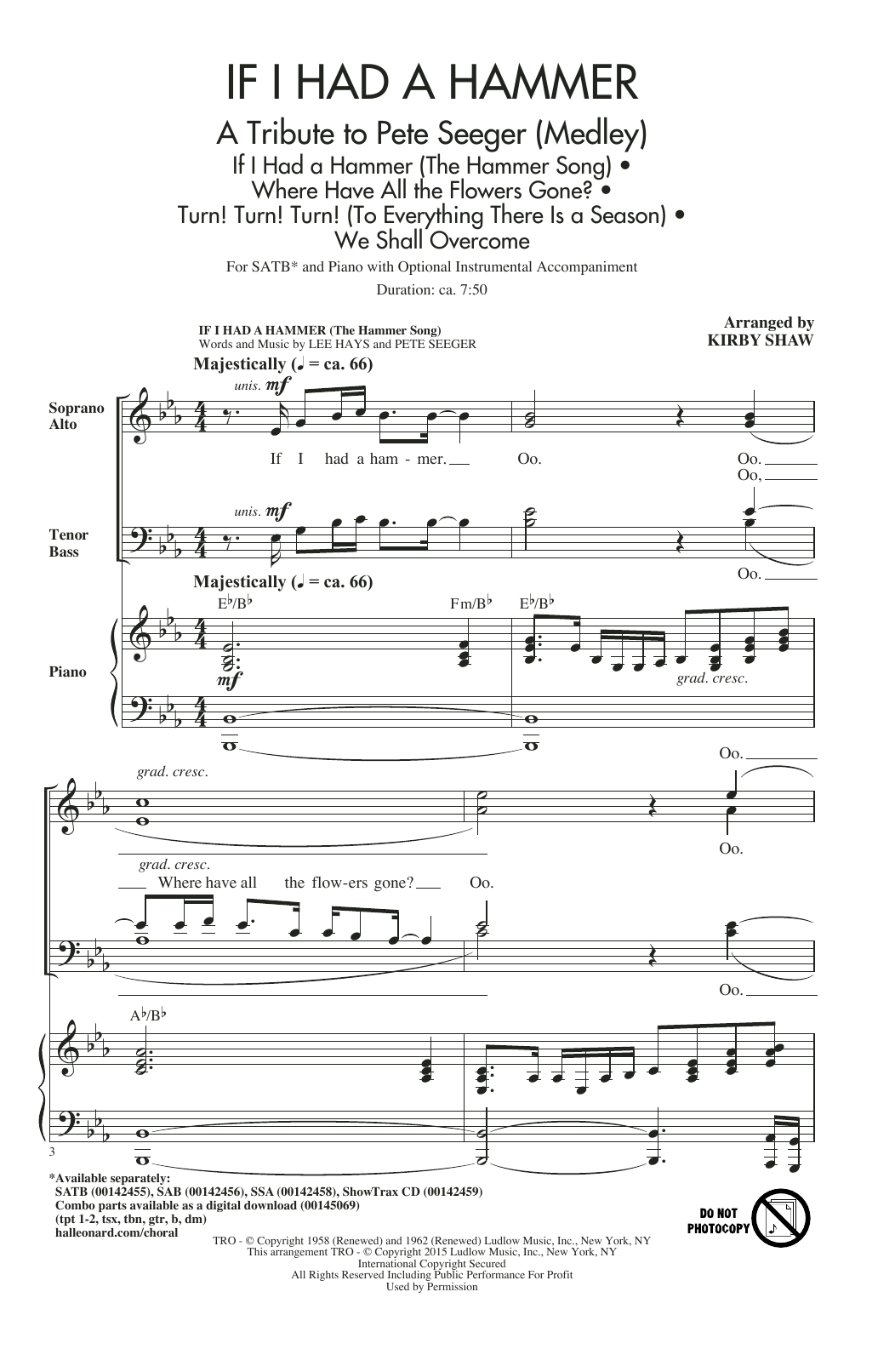 Download Kirby Shaw If I Had A Hammer (The Hammer Song) Sheet Music