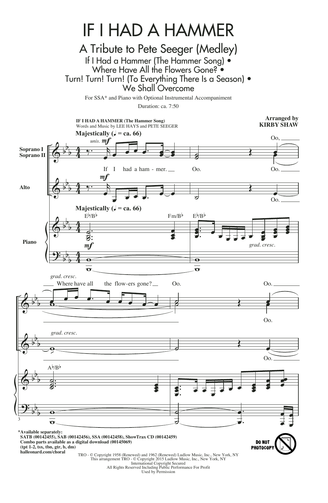 Download Kirby Shaw If I Had A Hammer (The Hammer Song) Sheet Music