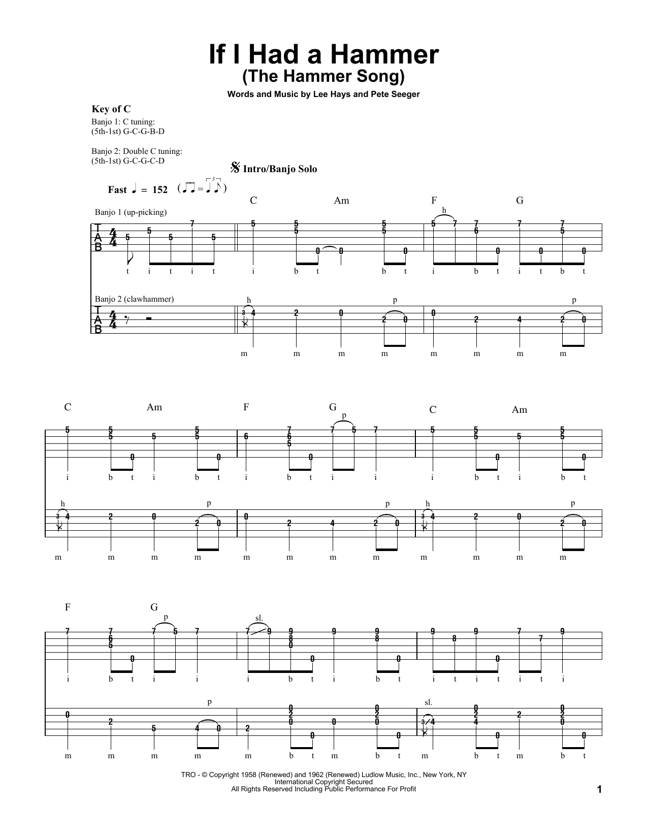 Download Pete Seeger If I Had A Hammer (The Hammer Song) Sheet Music