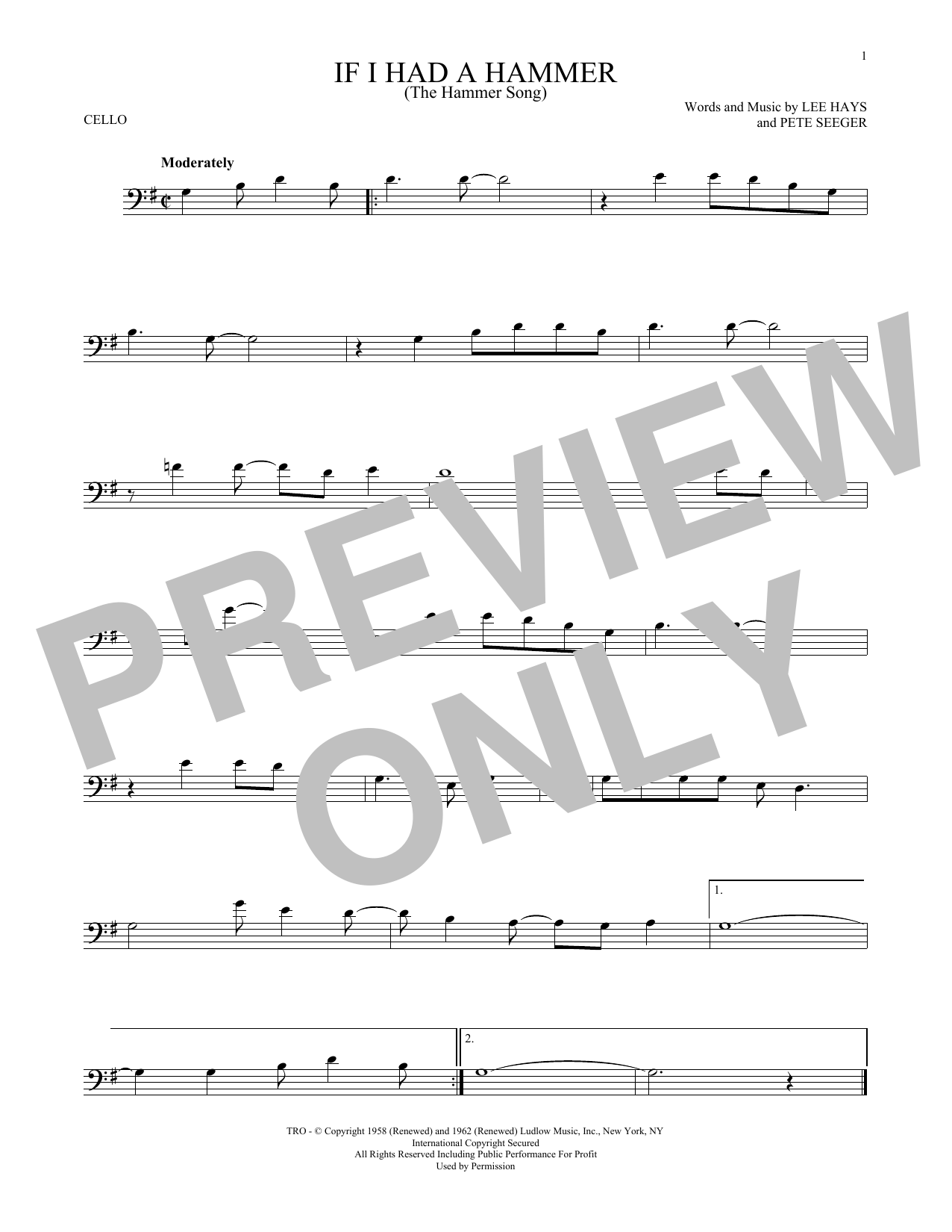 Download Peter, Paul & Mary If I Had A Hammer (The Hammer Song) Sheet Music