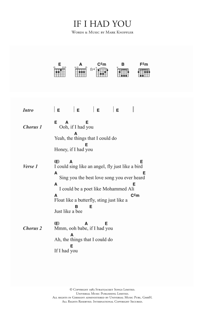 Download Dire Straits If I Had You Sheet Music