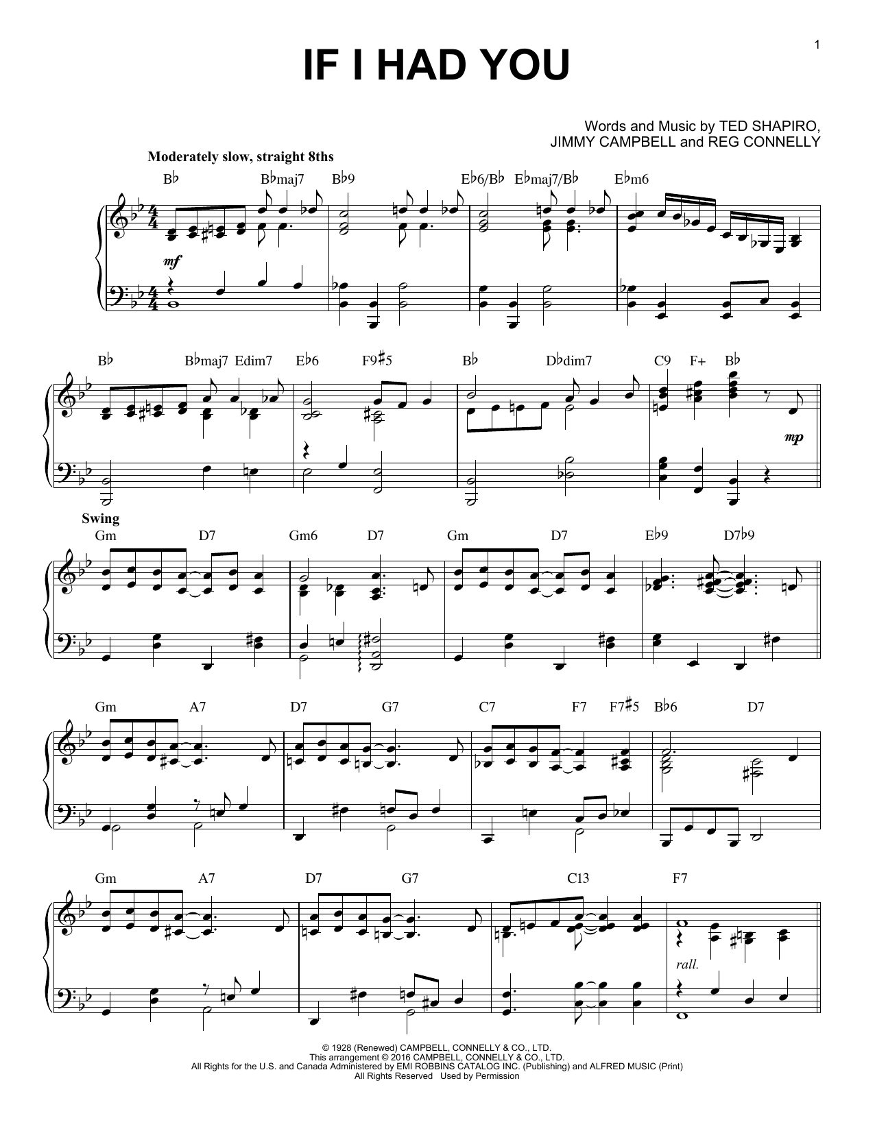 Download Frank Sinatra If I Had You [Jazz version] (arr. Brent Sheet Music