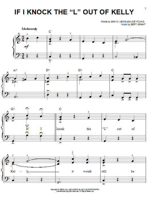 Download Sam M. Lewis If I Knock The 'L' Out Of Kelly Sheet Music