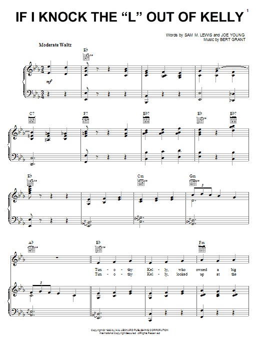 Download Sam M. Lewis If I Knock The 'L' Out Of Kelly Sheet Music