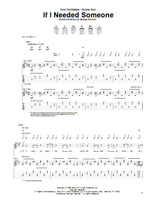 Download The Beatles If I Needed Someone Sheet Music