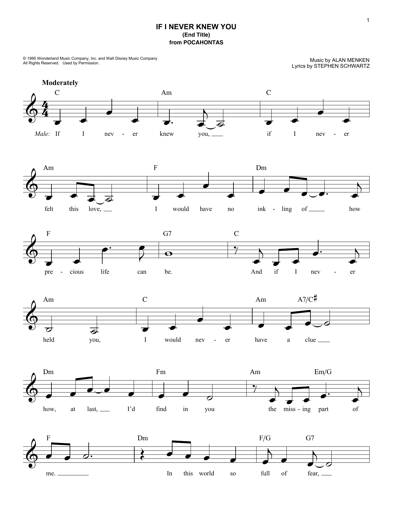 Download Jon Secada and Shanice If I Never Knew You (End Title) Sheet Music