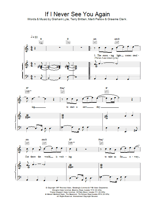 Download Wet Wet Wet If I Never See You Again Sheet Music