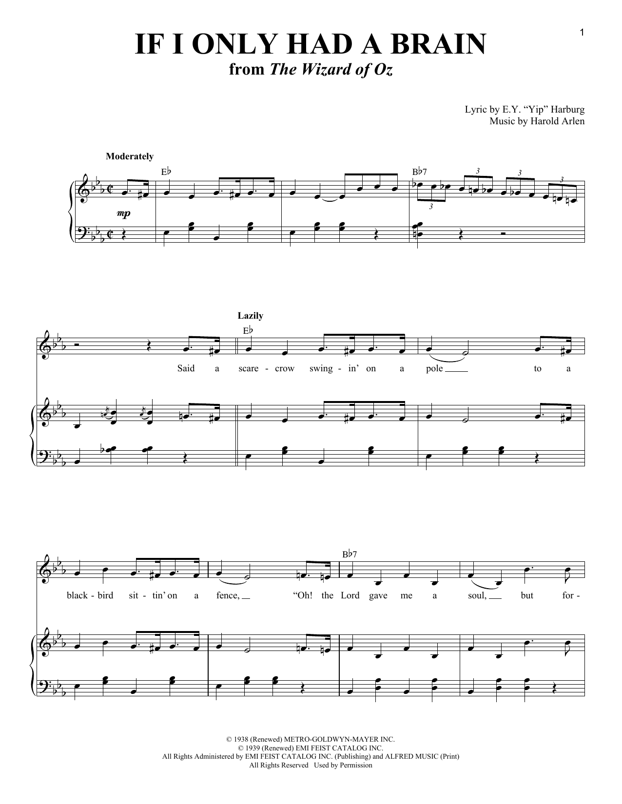 Download Harold Arlen If I Only Had A Brain Sheet Music