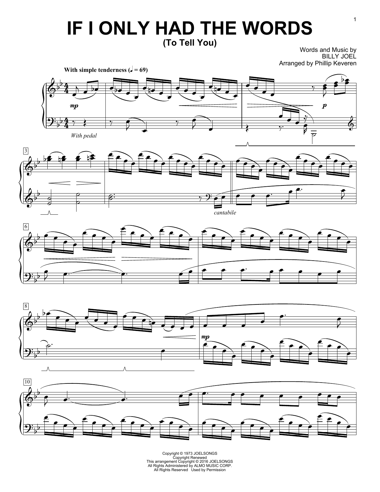Download Billy Joel If I Only Had The Words (To Tell You) [ Sheet Music