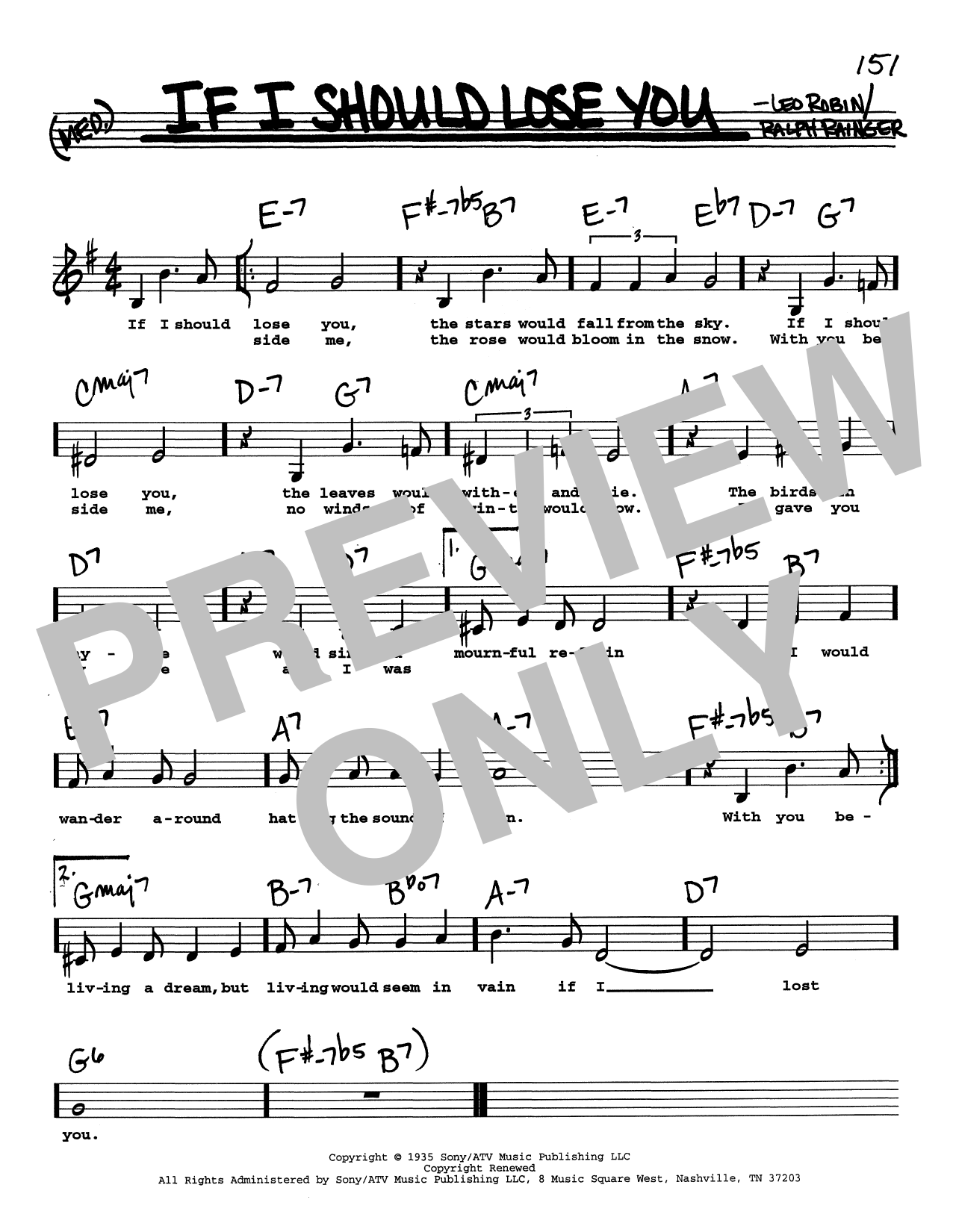 Ralph Rainger If I Should Lose You (Low Voice) sheet music notes printable PDF score