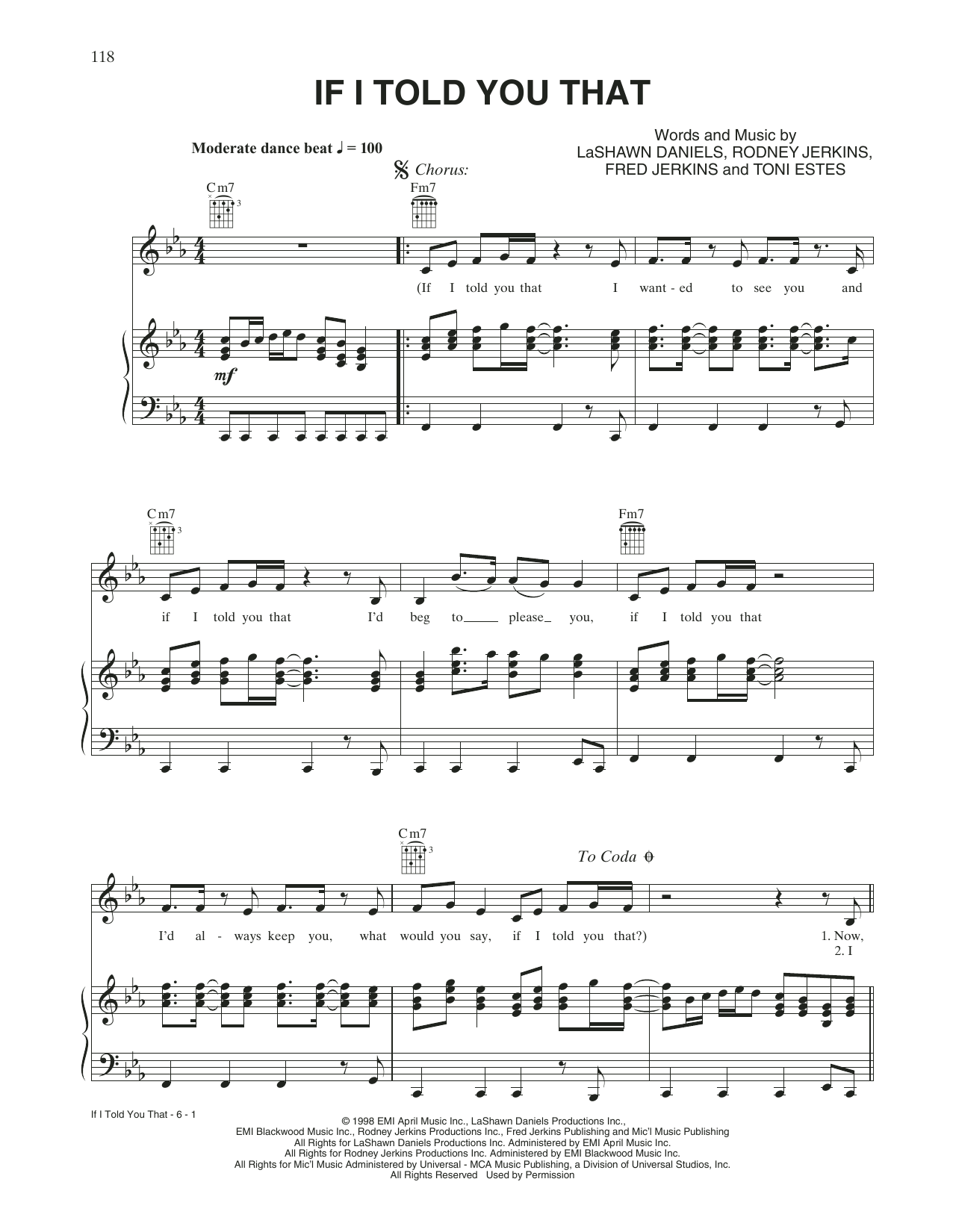 Download Whitney Houston If I Told You That Sheet Music