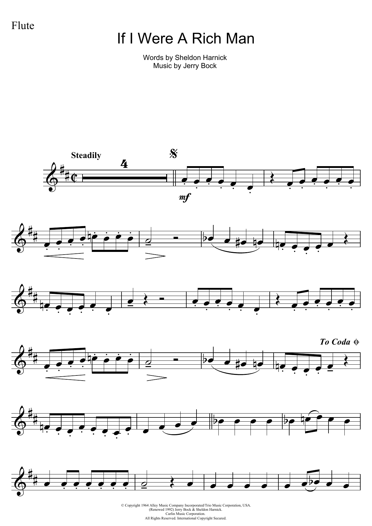 Download Bock & Harnick If I Were A Rich Man (from Fiddler On T Sheet Music